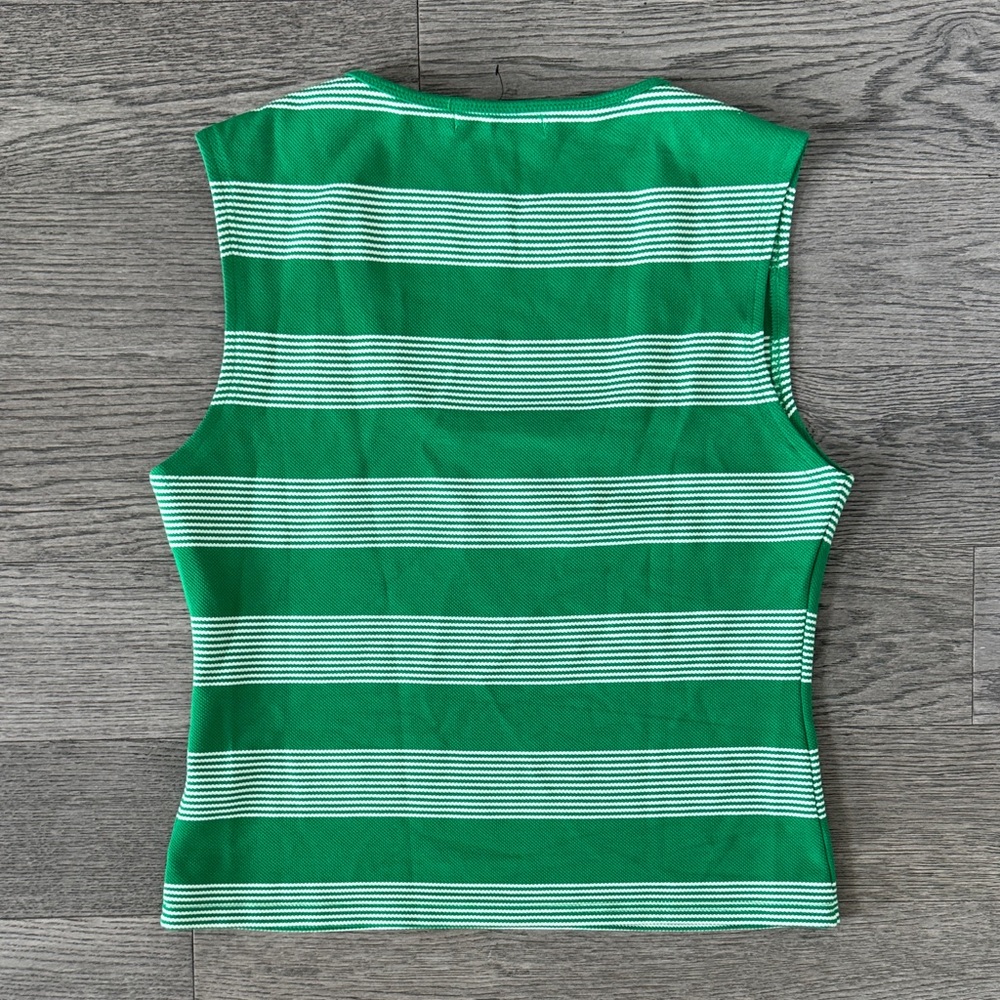 🌼ANTHROPOLOGIE🌼 NWT Green and White Striped Tank Top, Size XL - Picture 8 of 9